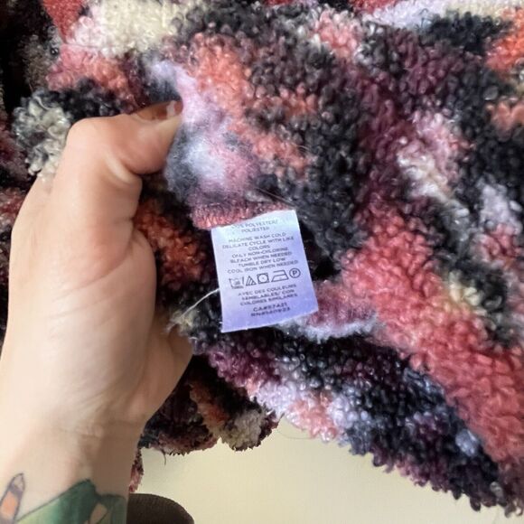 LOFT Floral Sherpa Snap Collar Blouson Sleeve Jacket- Med. Cottagecore Boho - Picture 7 of 7